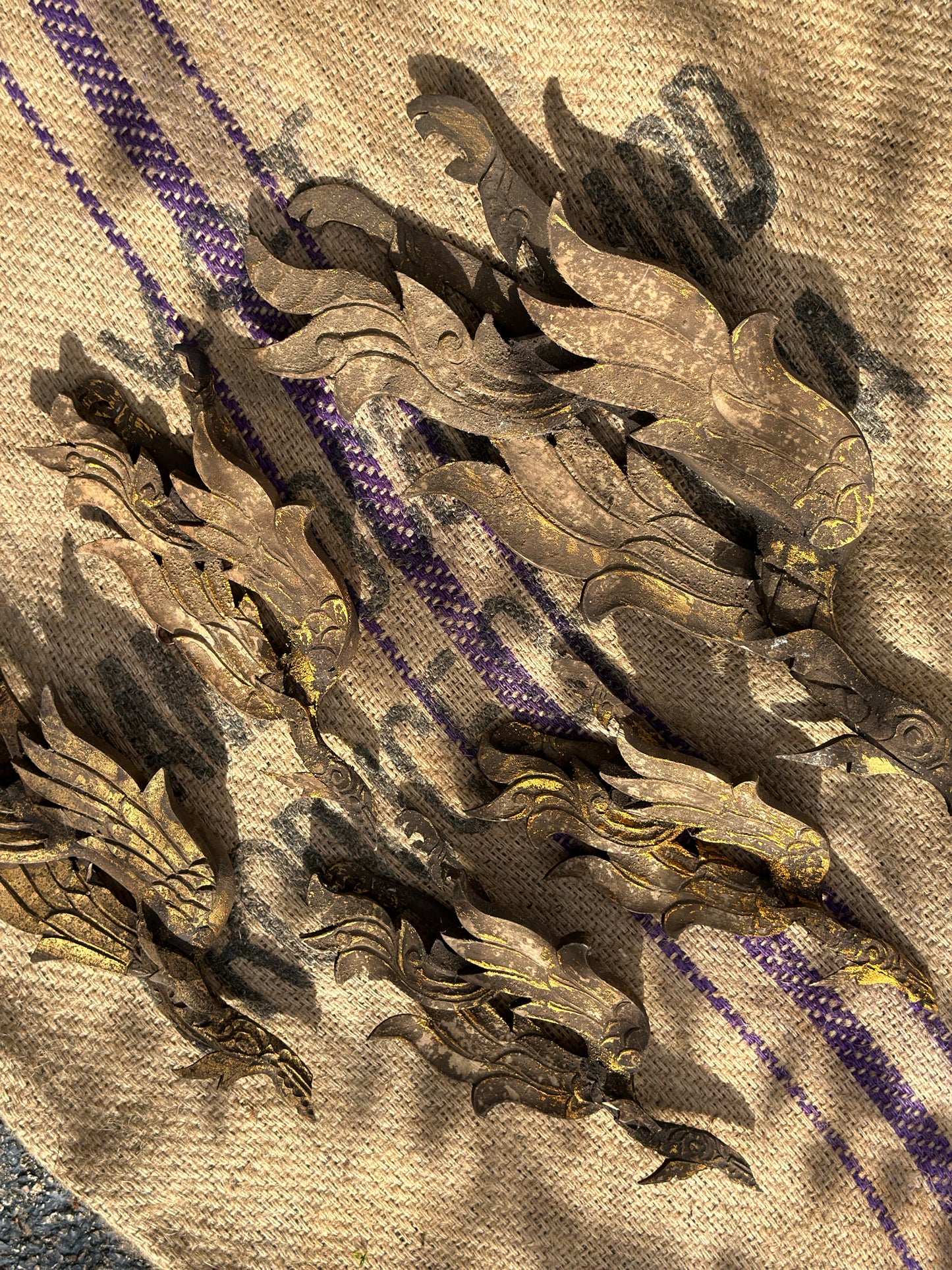 Hand-carve in Chiang-Mai Blessing Swans - Teak - Set of 5