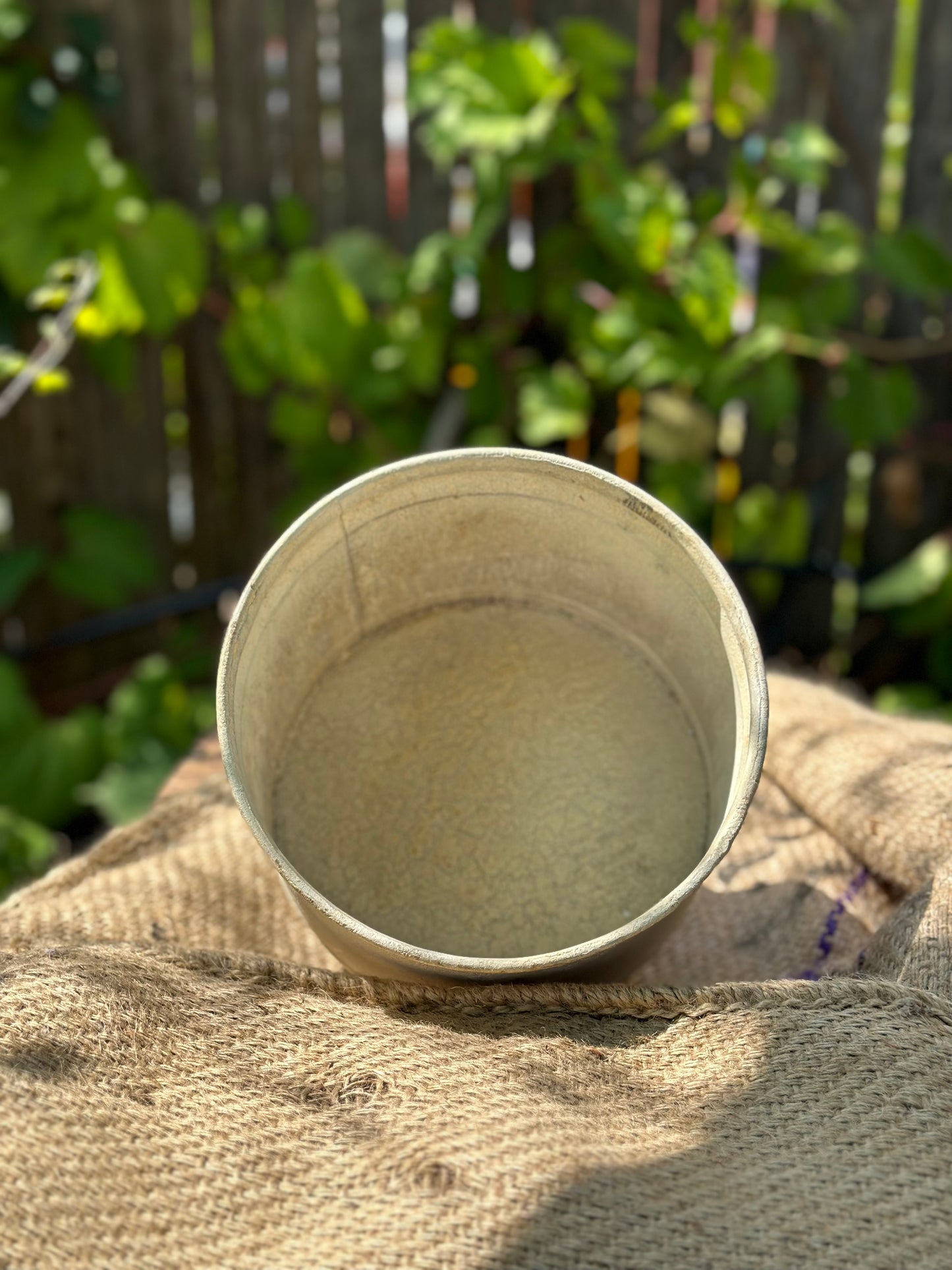 Distressed Metal - Round Footed Planter, 8"w x 8"d x 8"h