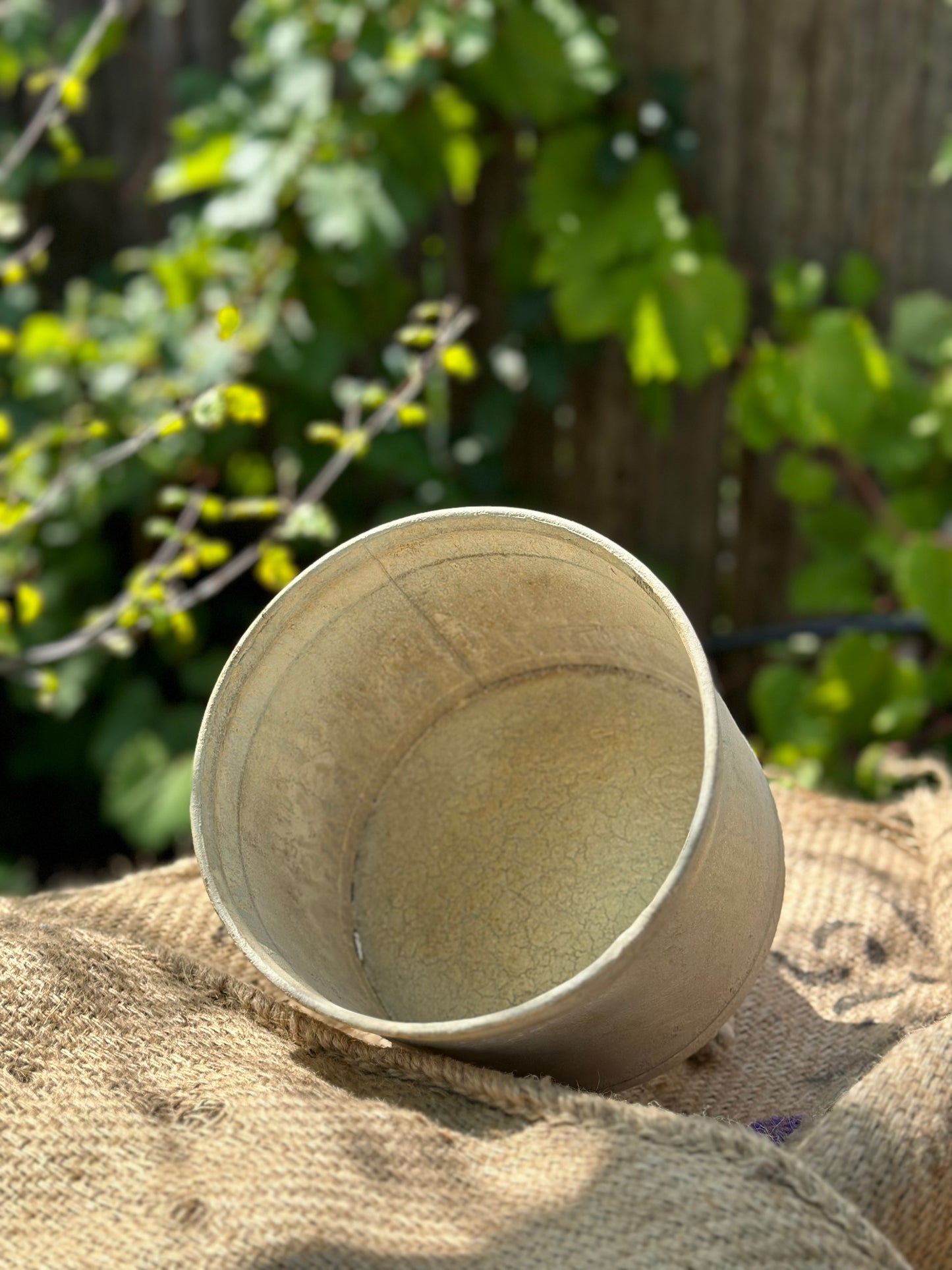 Distressed Metal - Round Footed Planter, 8"w x 8"d x 8"h