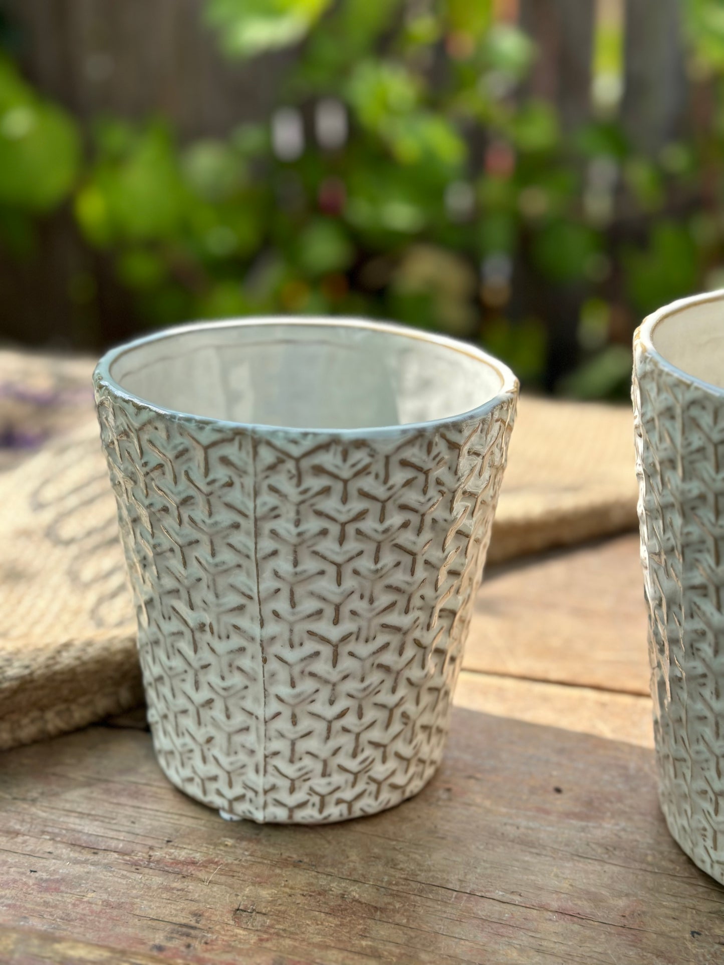 Tabletop - Cream Patterned Container