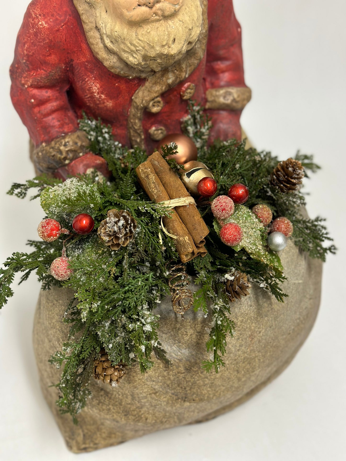 Vintage Inspired Indoor ceramics Santa Figure W/Bag, 17.5” Tall, 11” Wide