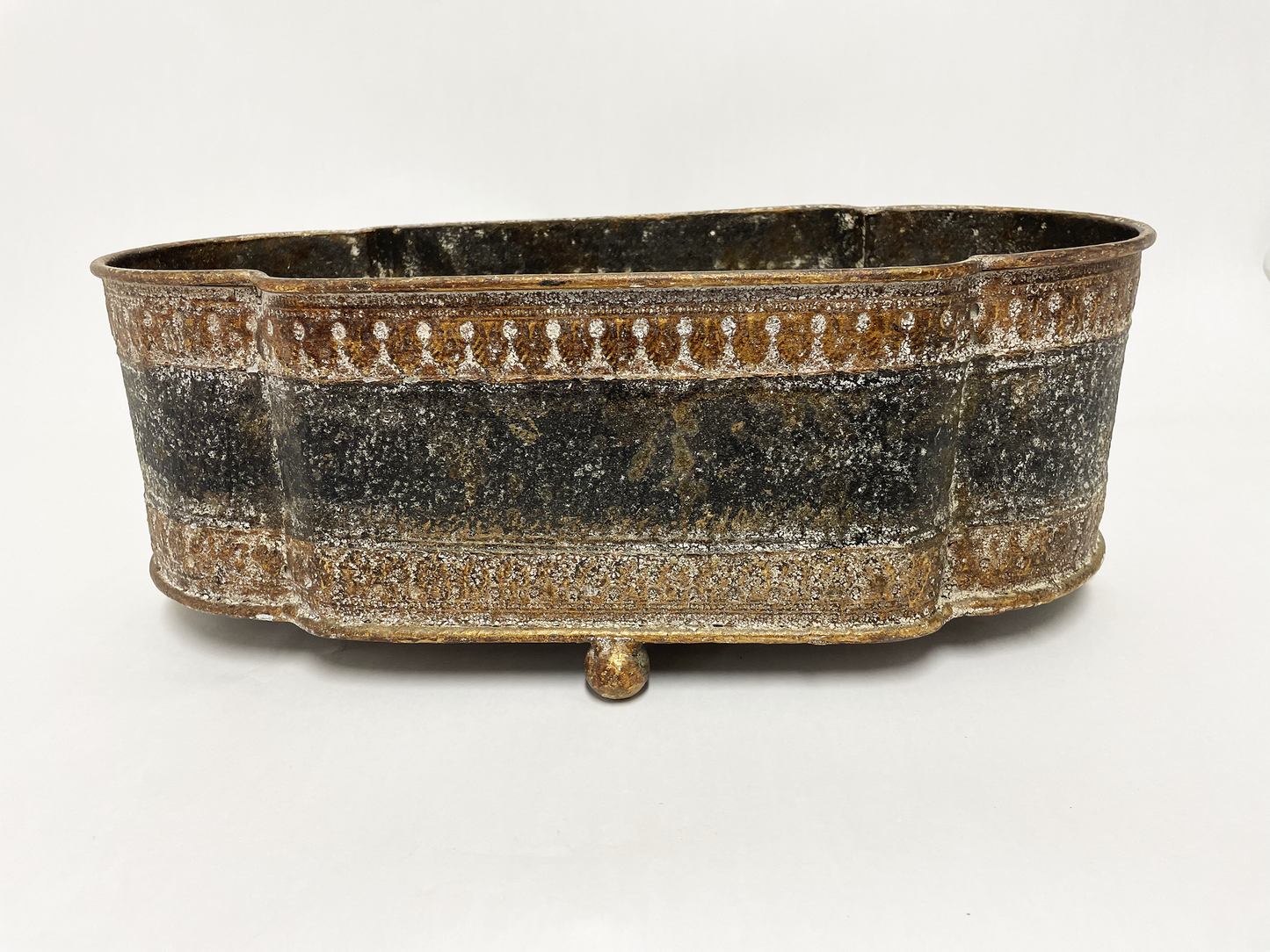 Distressed Metal Planter with feet