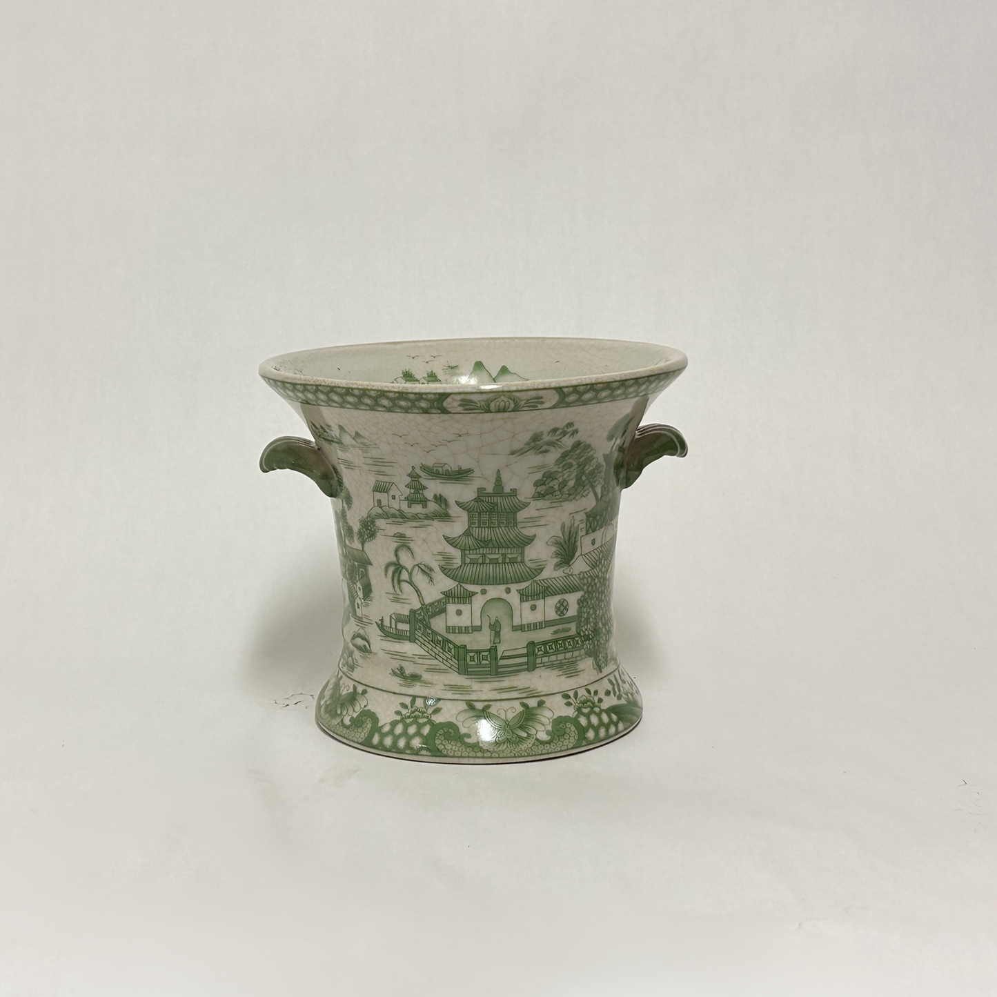 Porcelain - Pagoda Upright Planter with Handles, 8"w x 8"d x 7"h