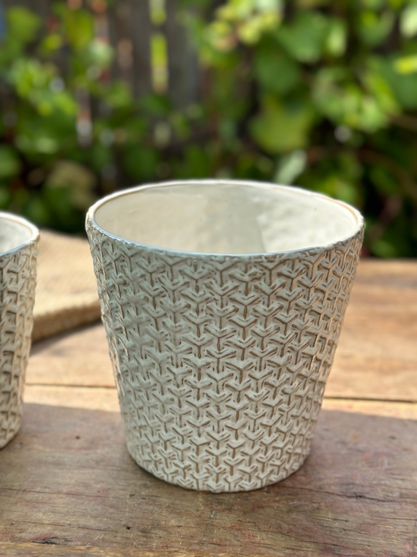 Tabletop - Cream Patterned Container