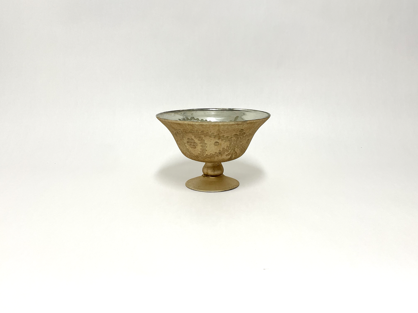 Glass - Vintage Etched Gold Bowl Pedestal