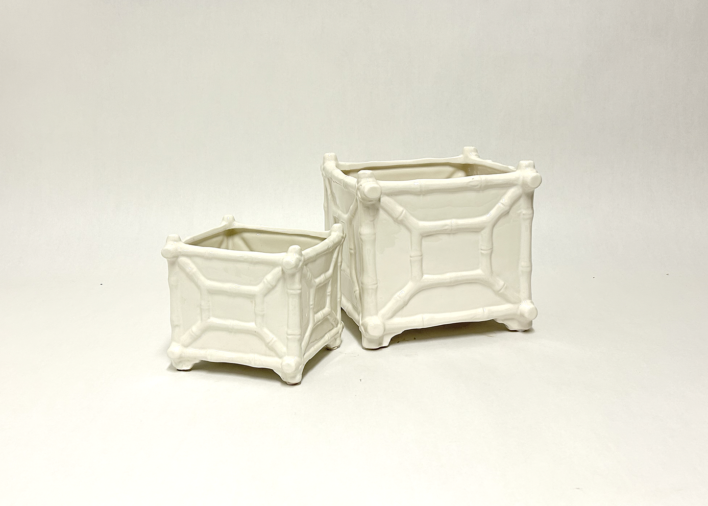 Tabletop Ceramic - Bamboo Square Planter